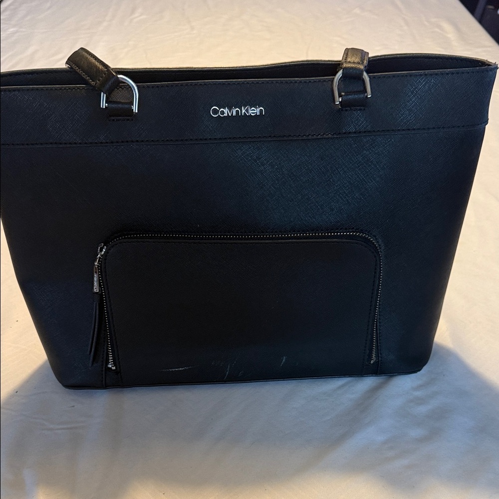 Calvin Klein Black Tote Bag with Front Pocket